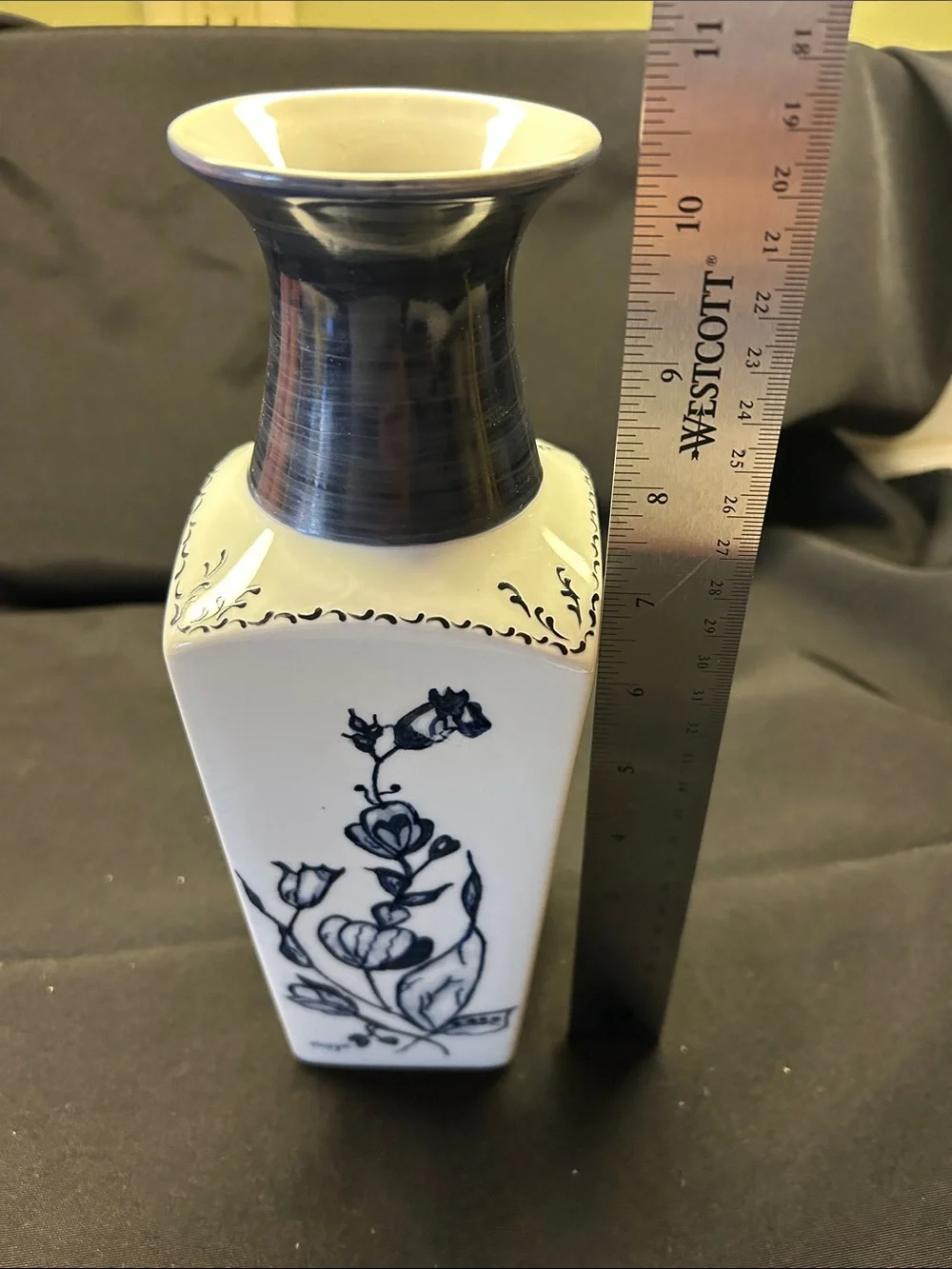 Hand painted Blue and White Floral Ceramic Vase - Home Accents